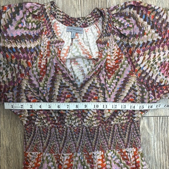 Anthropologie Conditions Apply Women's Size 4 Zig Zag Tiered Maxi Cotton Dress - Picture 11 of 13